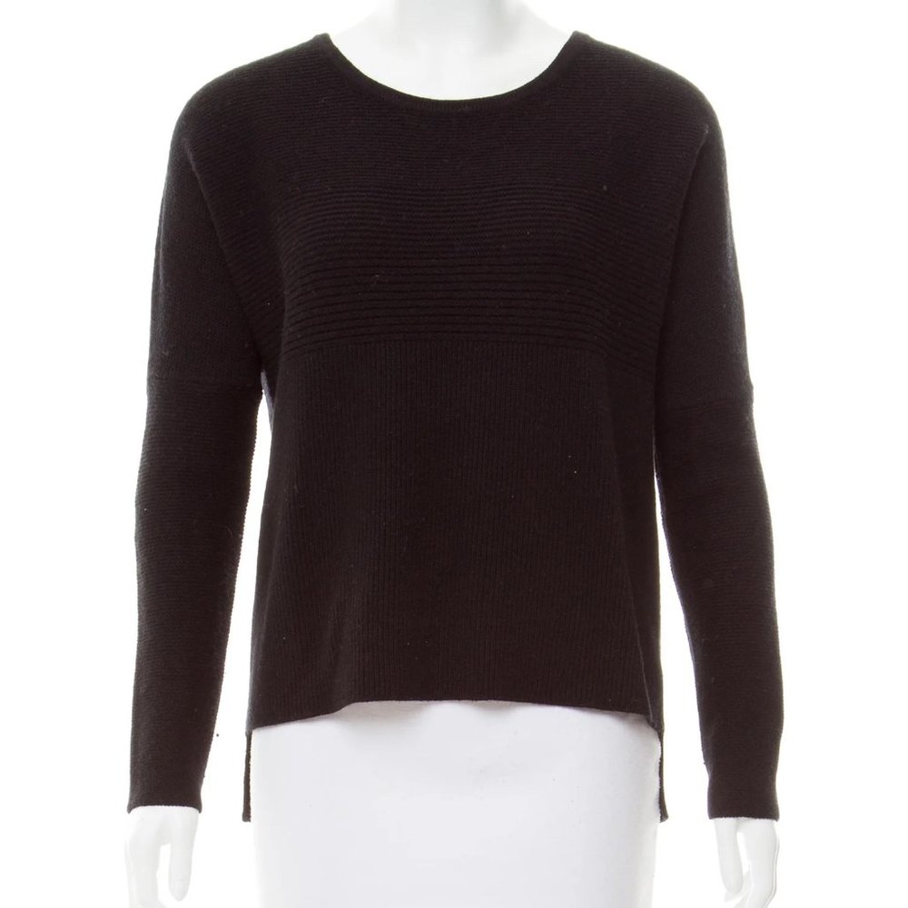 Helmut Lang Black High-Low Bateau Neck Sweater - Size: Petite